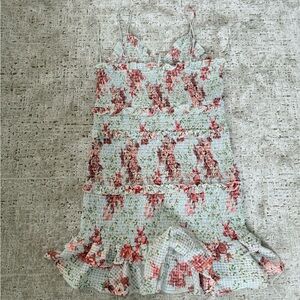 Zara Floral Mini Dress - Red and Green